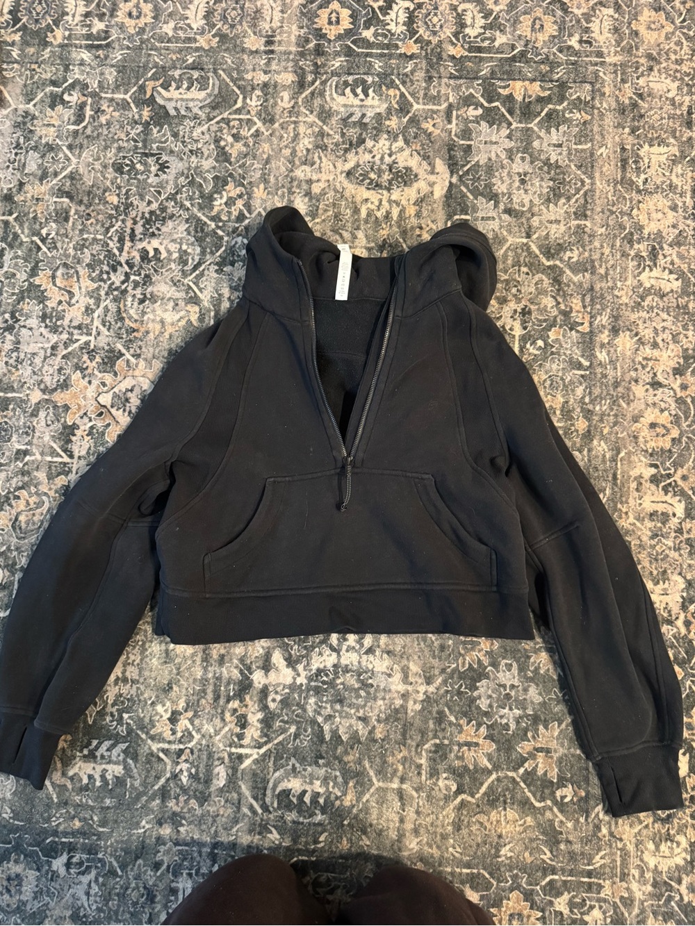 lululemon athletica Black Cropped Half-Zip Hoodie